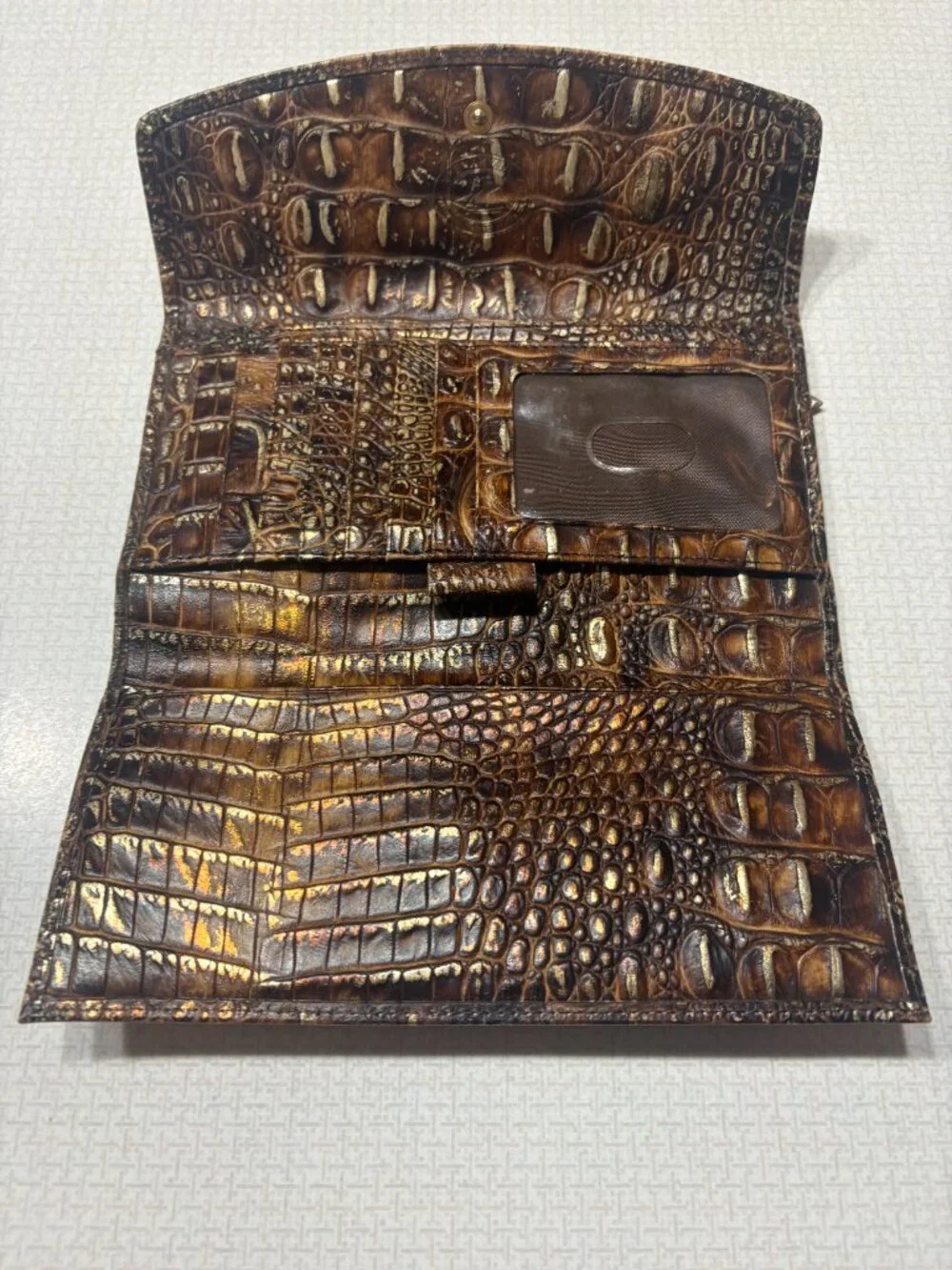 GUC Fiocchi Italian Croc Embossed Wallet in Multicolor Brown